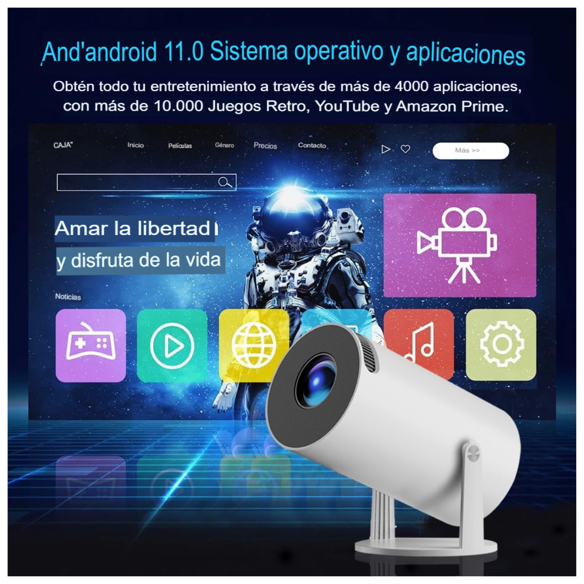 Mini Consola 2 Controles, Proyector 4K