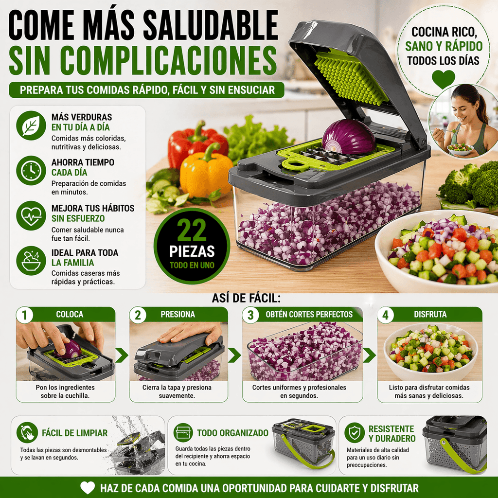 Picador De Verduras Y Frutas Multifuncuional.