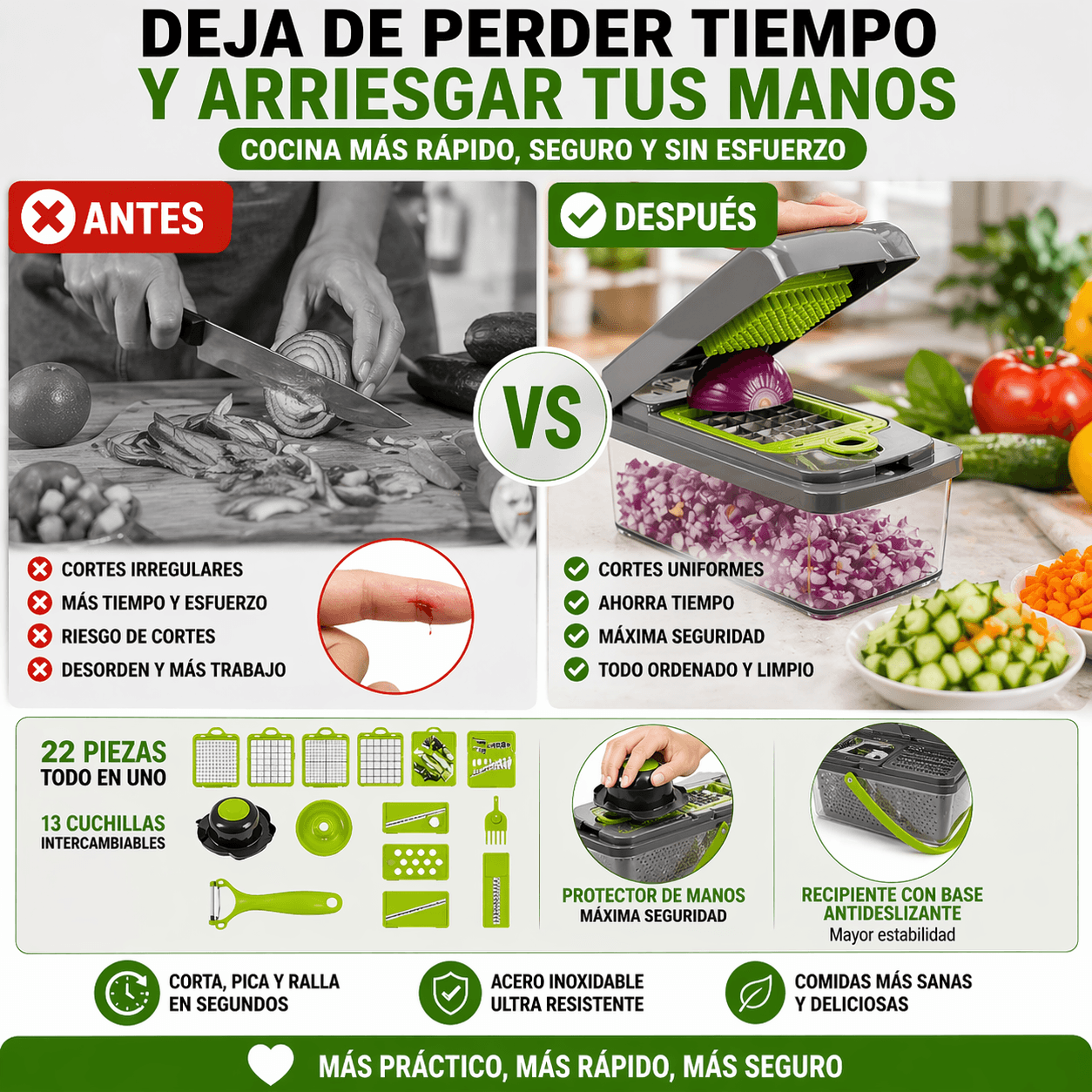Picador De Verduras Y Frutas Multifuncuional.