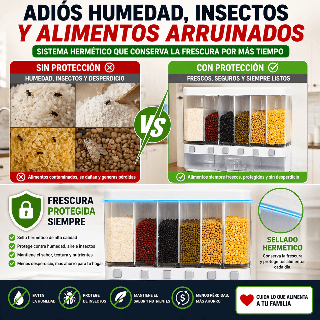 Dispensador de Granos y Cereales Hermético – Organización y Frescura para tu Cocina