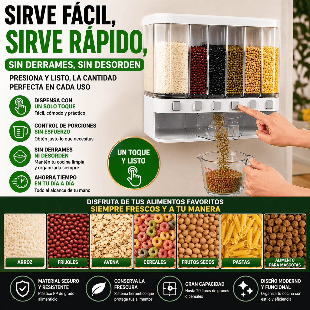 Dispensador de Granos y Cereales Hermético – Organización y Frescura para tu Cocina