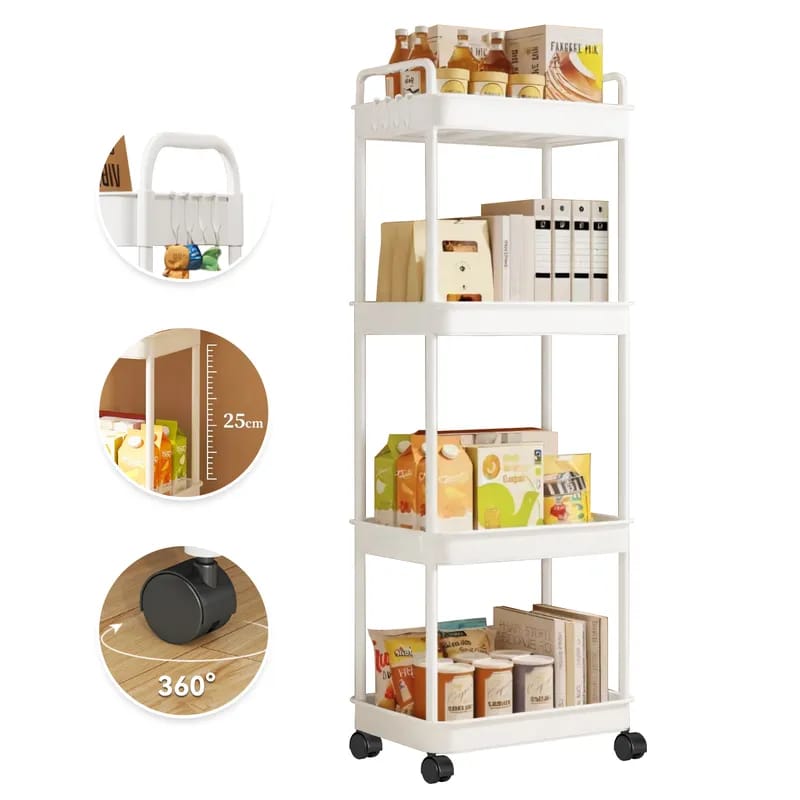 Organizador Multifuncional de 4 Niveles con Ruedas 360° para Baño y Cocina – Organiza+Pro 360
