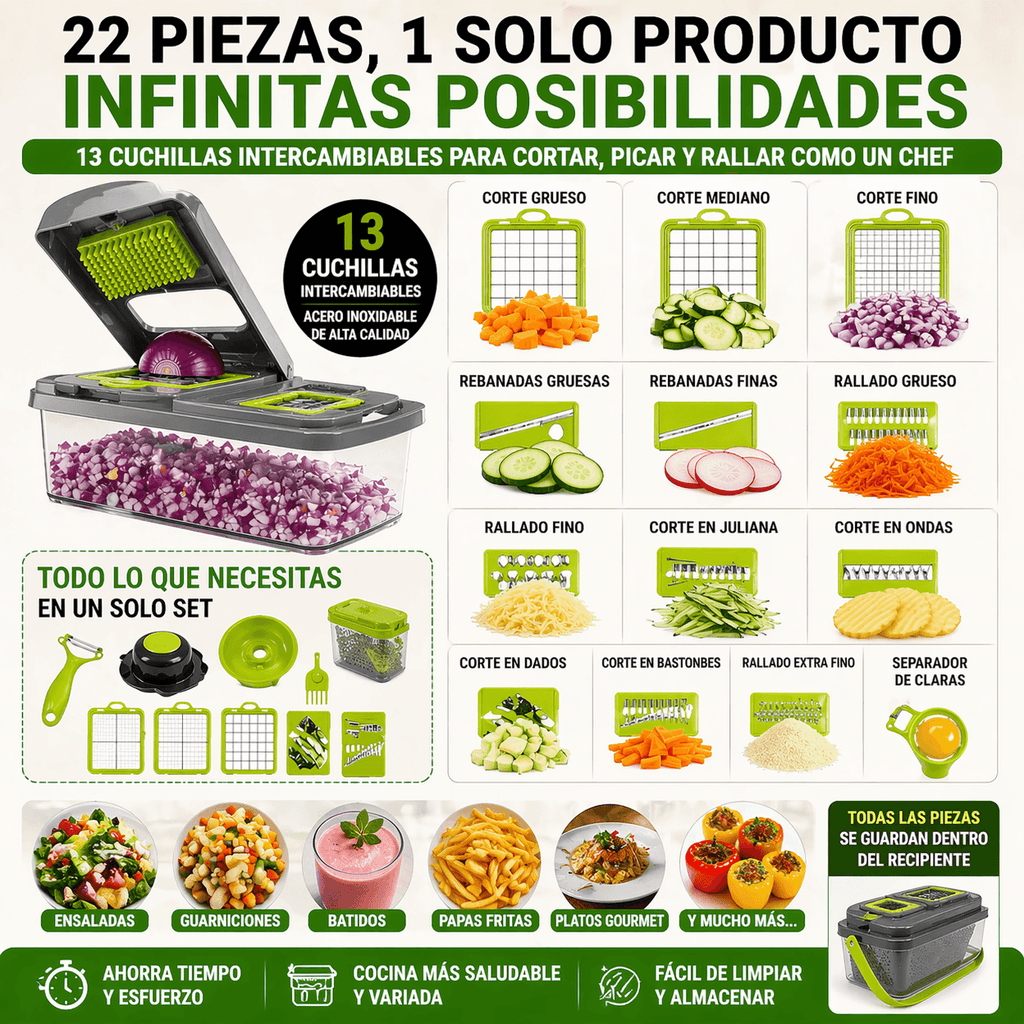 Picador De Verduras Y Frutas Multifuncuional.